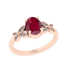 1.35 Ctw I2/I3 Ruby And Diamond 14K Rose Gold Engagement Ring