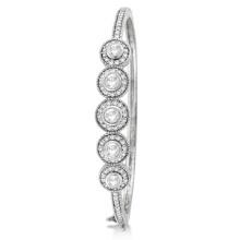 Vintage Style Style Diamond Bangle Bracelet 14k White Gold 2.57ctw