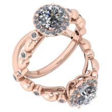 Certified 1.50 Ctw Diamond I1/I2 Engagement 14K Rose Gold Ring