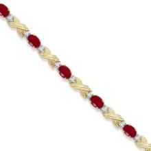 Ruby and Diamond XOXO Link Bracelet in 14k Yellow Gold 6.65ctw