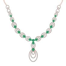 23.80 Ctw SI2/I1 Emerlad And Diamond 14K Rose Gold Victorian Style Necklace
