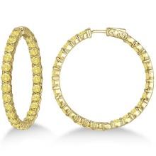 Fancy Yellow Canary Diamond Hoop Earrings 14k Yellow Gold 10.00ctw