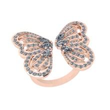 2.80 Ctw SI2/I1 Diamond 14K Rose Gold Butterfly Engagement Ring