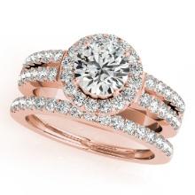 Certified 1.50 Ctw SI2/I1 Diamond 14K Rose Gold Engagement Halo Set Ring