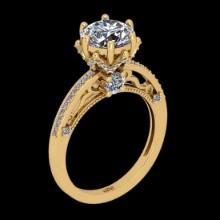 2.61 Ctw VS/SI1 Diamond 14K Yellow Gold Vintage Style Ring