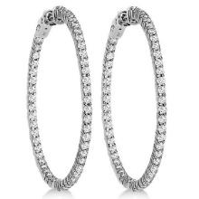 Prong-Set Diamond Hoop Earrings in 14k White Gold 3.00ctw