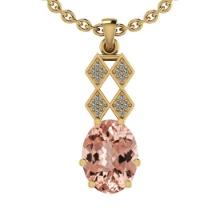 5.22 Ctw SI2/I1 Morganite And Diamond 14K Yellow Gold Vintage Style Necklace