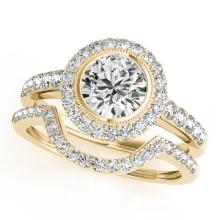 Certified 1.70 Ctw SI2/I1 Diamond 14K Yellow Gold Bridal Engagement Halo set Ring