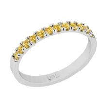 0.85 Ctw i2/i3 Treated Fancy Yellow Diamond Style Prong Set 14K White Gold Eternity Half Band Ring