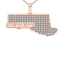 4.17 Ctw SI2/I1 Diamond 14K Rose Gold Express Your State Love MARYLAND Necklace