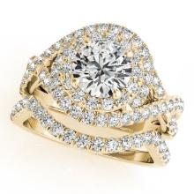 Certified 2.25 Ctw SI2/I1 Diamond 14K Yellow Gold Bridal Wedding Set Ring