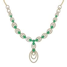 23.80 Ctw SI2/I1 Emerlad And Diamond 14K Yellow Gold Victorian Style Necklace