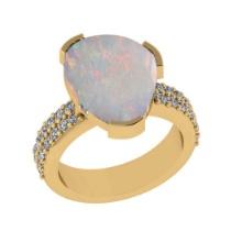 4.34 Ctw SI2/I1 Opal and Diamond 14K Yellow Gold Engagement Ring