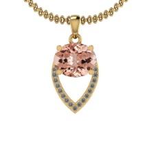 2.09 Ctw SI2/I1 Morganite And Diamond 14K Yellow Gold Vintage Style Necklace