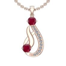 1.23 Ctw VS/SI1 Ruby And Diamond 14K Rose Gold Vintage Style Necklace