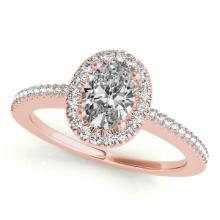 Certified 0.70 Ctw SI2/I1 Diamond 14K Rose Gold Engagement Halo Ring
