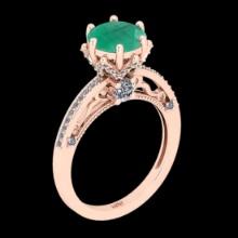 2.61 Ctw VS/SI1 Emerald And Diamond Prong Set 14K Rose Gold Vintage Style Ring
