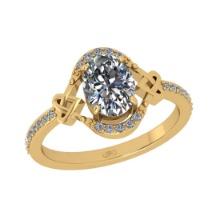 1.40 Ctw SI2/I1 Diamond 14K Yellow Gold Engagement Halo Ring