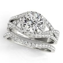 Twisted Halo Engagement Ring Bridal Set 14k White Gold 1.62ctw