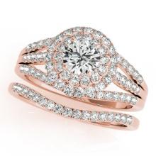 Certified 1.30 Ctw SI2/I1 Diamond 14K Rose Gold Bridal Engagement Halo Set Ring