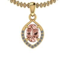 1.31 Ctw SI2/I1 Morganite And Diamond 14K Yellow Gold Vintage Style Necklace