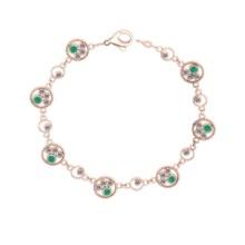 1.68 Ctw SI2/I1 Emerald and Diamond 14K Rose Gold Bracelet
