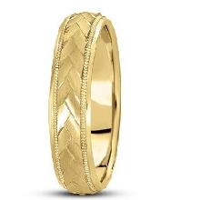 Braided Mens Wedding Ring Diamond Cut Band 14k Yellow Gold 5 mm
