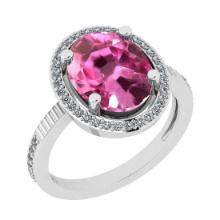 Certified 2.16 Ctw VS/SI1 Pink Sapphire And Diamond 14K White Gold Ring