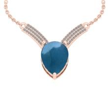 8.52 Ctw SI2/I1 Aquamarine And Diamond 14K Rose Gold Vintage Style Pendant Necklace