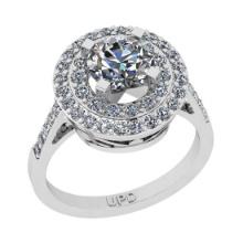 2.39 Ctw SI2/I1 Gia Certified Center Diamond 14K White Gold Engagement Halo Ring