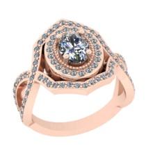 1.20 Ctw SI2/I1 Diamond 14K Rose Gold Engagement Halo Ring