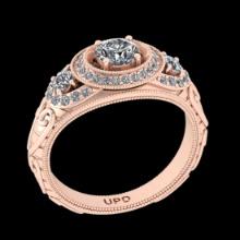 0.95 Ctw VS/SI1 Diamond 14K Rose Gold Engagement Halo Ring