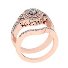 0.70 Ctw SI2/I1 Diamond Style 14K Rose Gold Engagement set Ring