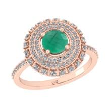 1.65 Ctw SI2/I1 Emerald and Diamond 14K Rose Gold Engagement Halo Ring