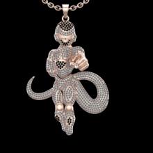 5.02 Ctw SI2/I1 Treated Fancy Black and White Diamond 18K Rose Gold marvel characters theme Pendant