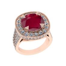 5.47 Ctw SI2/I1 Ruby and Diamond 14K Rose Gold Engagement Halo Ring