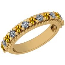 0.96 Ctw SI2/I1 Yellow Sapphire And Diamond 14K Yellow Gold Filigree Band Ring