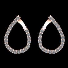 2.60 Ctw SI2//I1 Diamond 14 K Rose Gold J Hoop Earrings