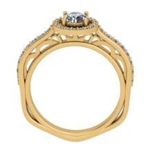 1.42 Ctw SI2/I1 Diamond 10k Yellow Gold Engagement Halo Ring