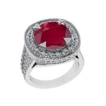 5.47 Ctw SI2/I1 Ruby and Diamond 14K White Gold Engagement Halo Ring