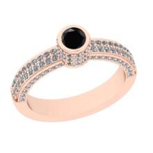 0.92 Ctw I2/I3 Treated Fancy Black And White Diamond 14K Rose Gold Vintage Style Engagement Ring