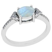 Certified 0.67 Ctw Rainbow And Diamond I1/I2 14K White Gold Victorian Style Engagement Halo Ring