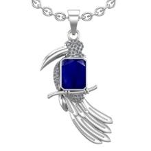 2.73 Ctw SI2/I1 Blue Sapphire and Diamond 14K White Gold Necklace