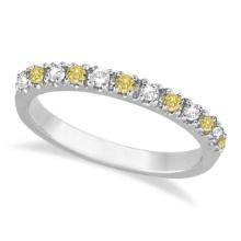 Yellow Canary and White Diamond Stackable Ring Band 14k Gold 0.25ctw