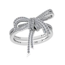 1.00 Ctw Si2/i1 Diamond 14K White Gold Ribbon Wedding Ring