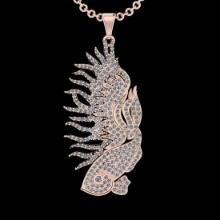 3.68 Ctw SI2/I1 Diamond 18K Rose Gold Fish Pendant Necklace