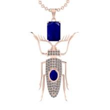 6.88 Ctw SI2/I1 Blue Sapphire and Diamond 14K Rose Gold Necklace