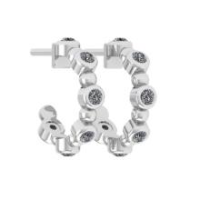 0.30 Ctw Diamond Bezel Set 14k White Gold Hoop Earrings