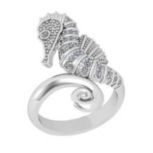 0.27 Ctw SI2/I1 Diamond 14K White Gold Seahorse Ring