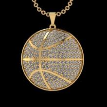 7.67 Ctw SI2/I1 Diamond 18K Yellow Gold Sport Necklace / Custom Necklace / Basketball Pendant / Spor